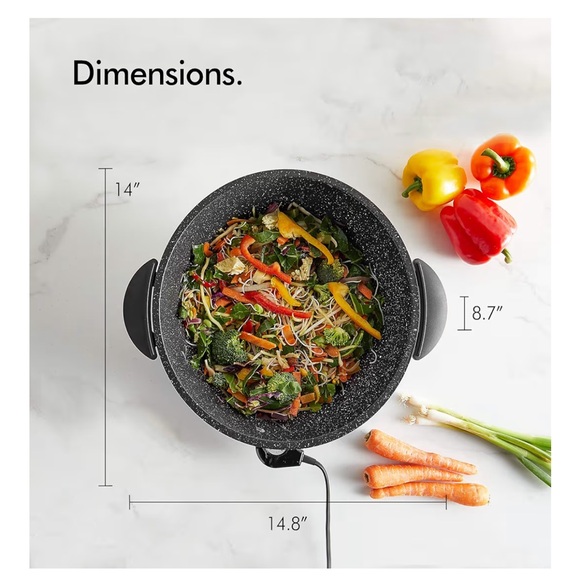 Black Electric Skillet with Glass Lid - Picture 3 of 4